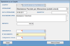 schermata dismissione parziale cespiti