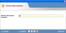 finestra di selezione del numero documento fornitore