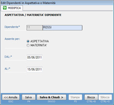 schermata aspettativa e maternità