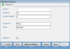 schermata creazione badge rilevazione presenze
