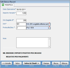 schermata inserimento pagamento relativo a fattura con Iva ad esigibilità differita