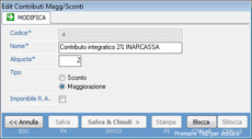 schermata contributi maggiorazioni e sconti